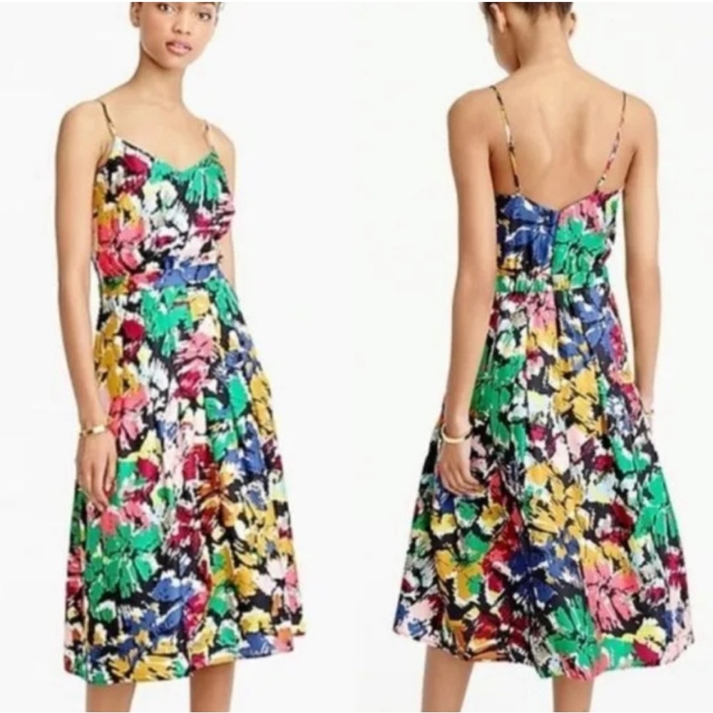 J.Crew Silk Brushstroke Midi Dress Sz 0
